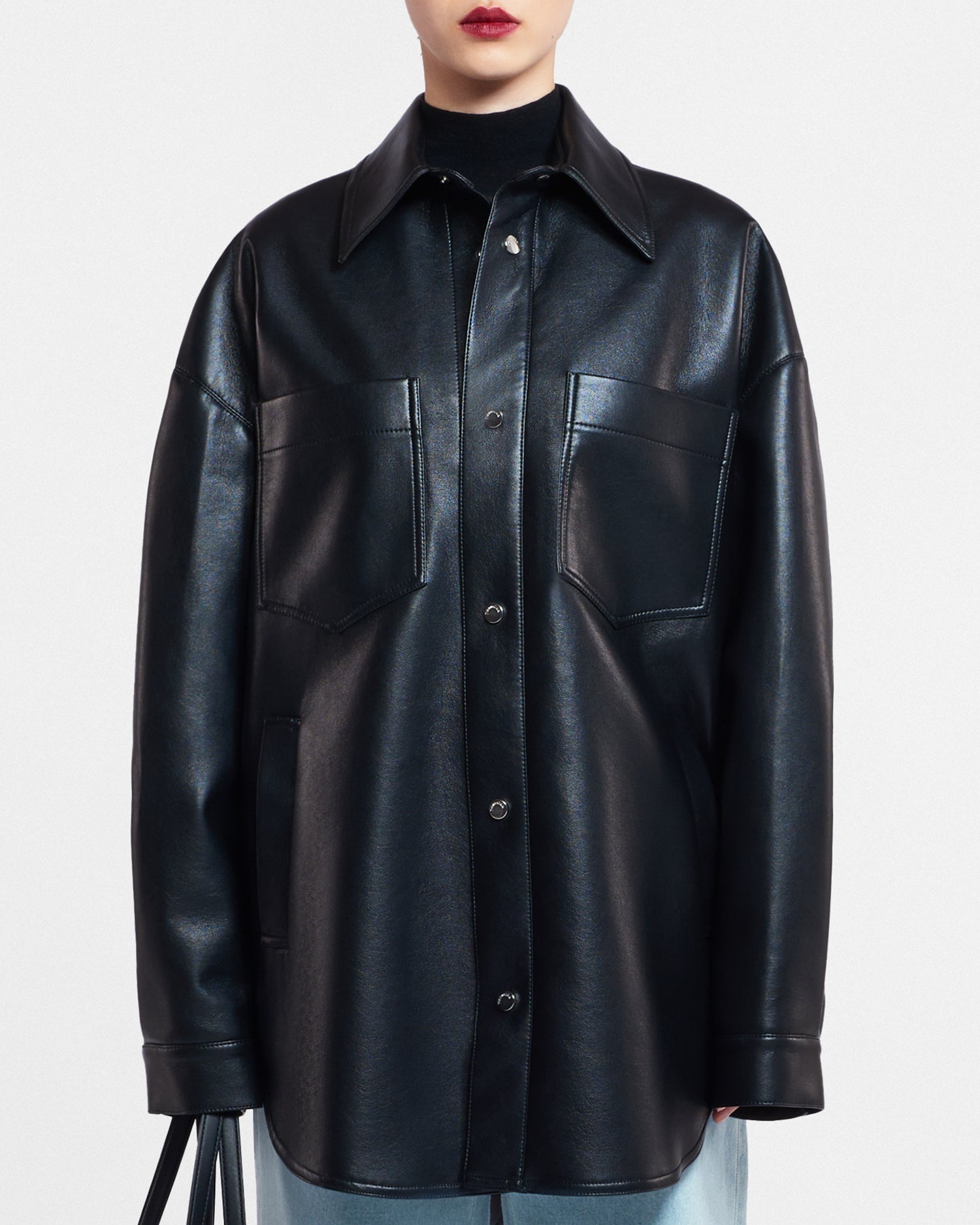 Regenerated Leather Overshirt - 6