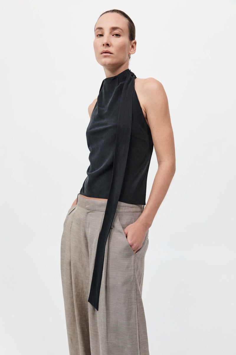Bias Scarf Top - Black - 3