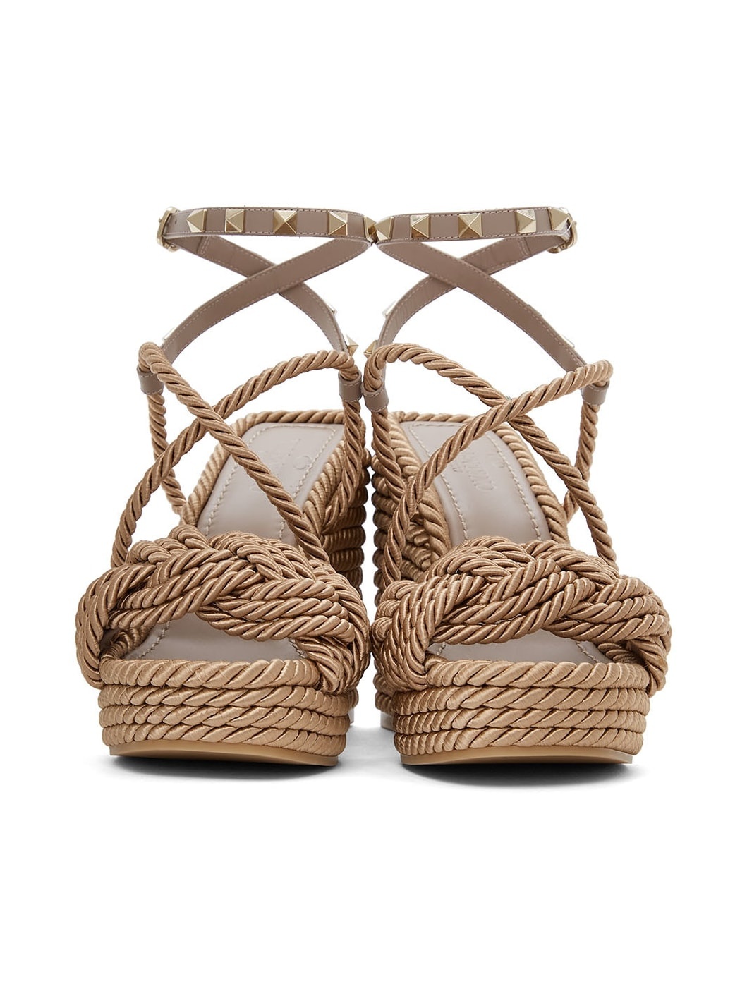 Taupe Wedge Rockstud Sandals - 2