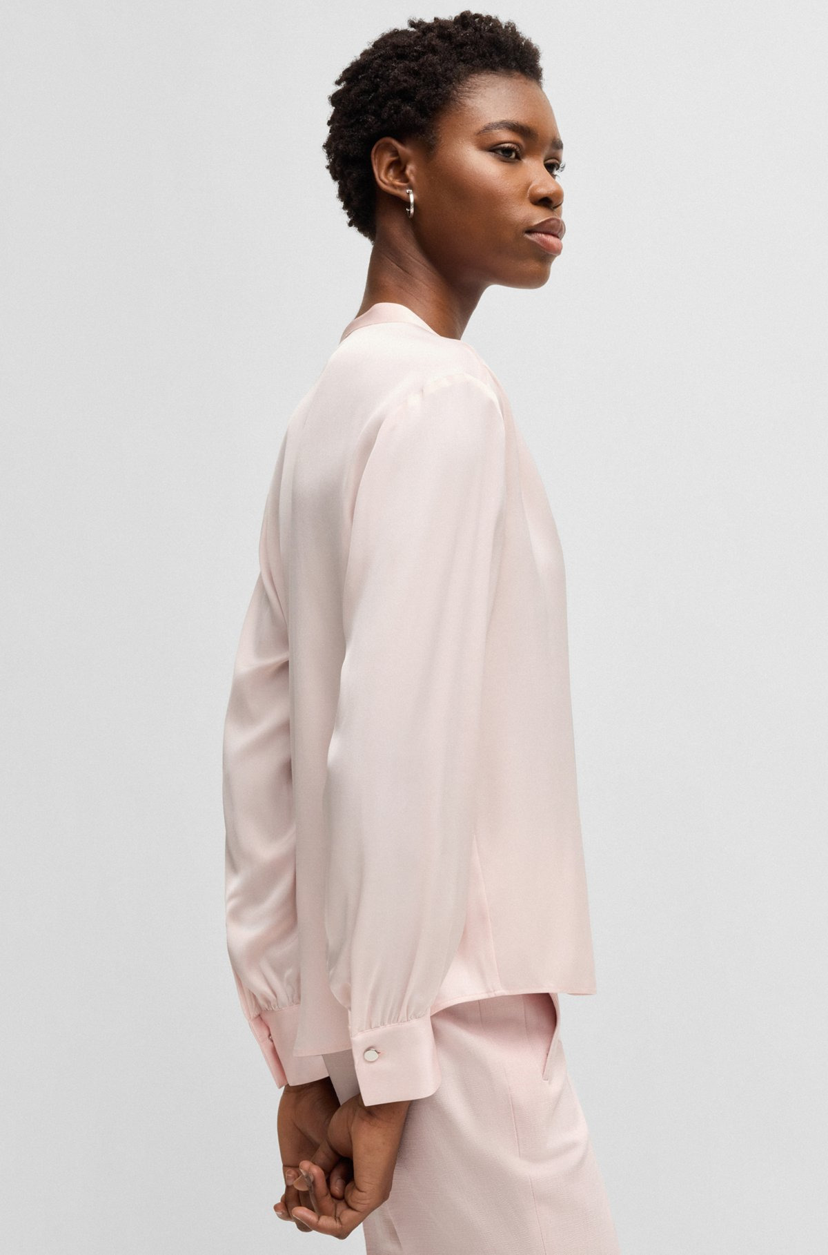 REGULAR-FIT BLOUSE IN STRETCH SILK - 6