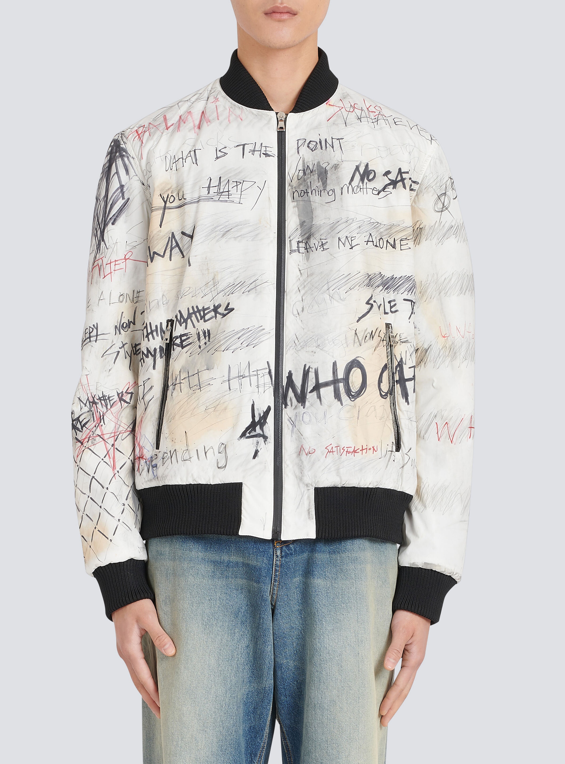 Unisex - Nylon bomber jacket with graffiti print - 7