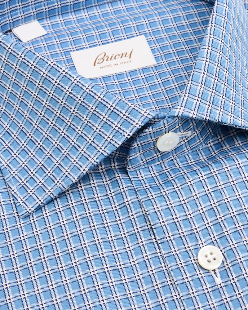 Brioni Men's Petite-Check Cotton Point-Collar Dress Shirt outlook