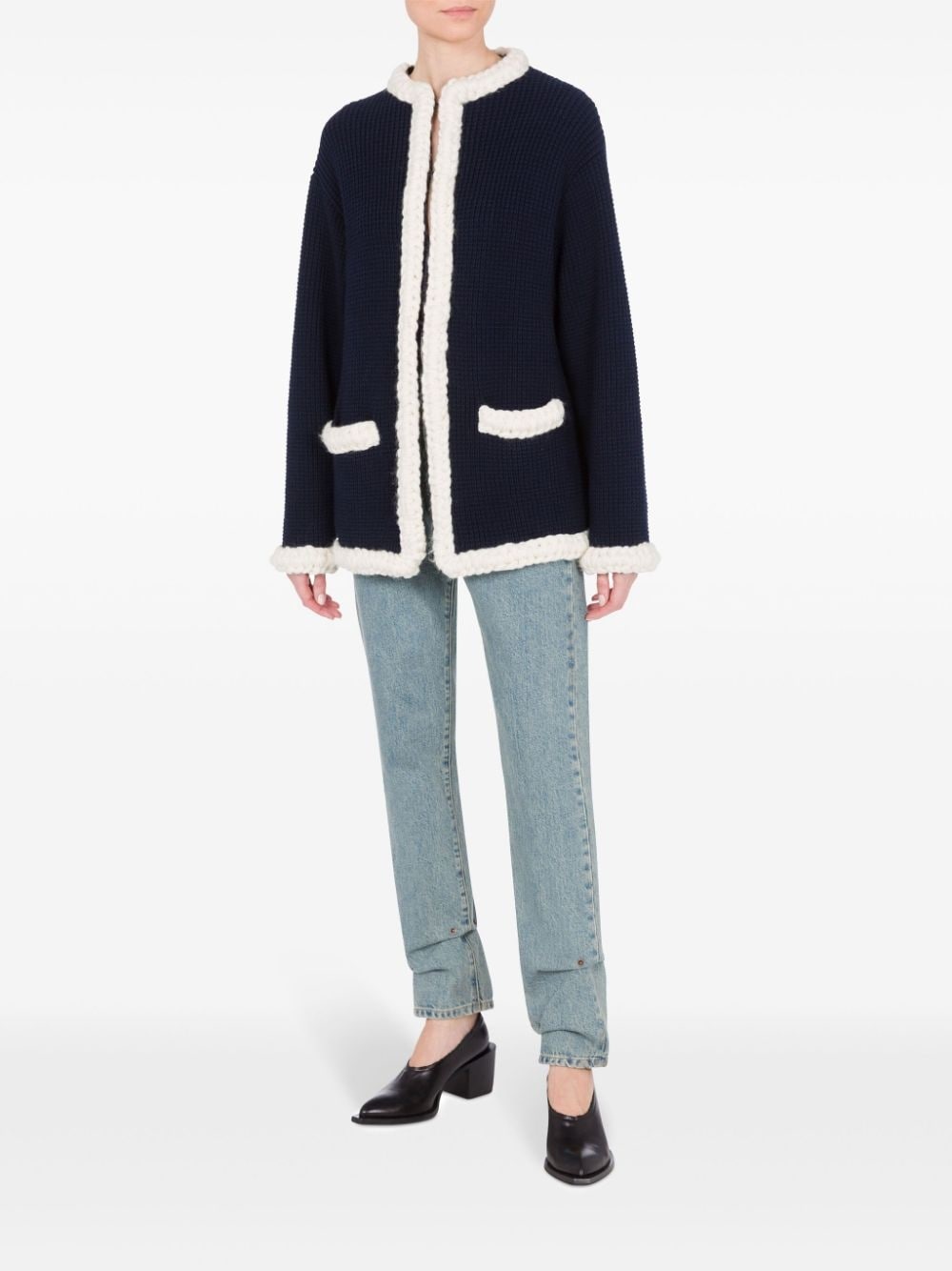 waffle knit virgin wool cardigan - 2