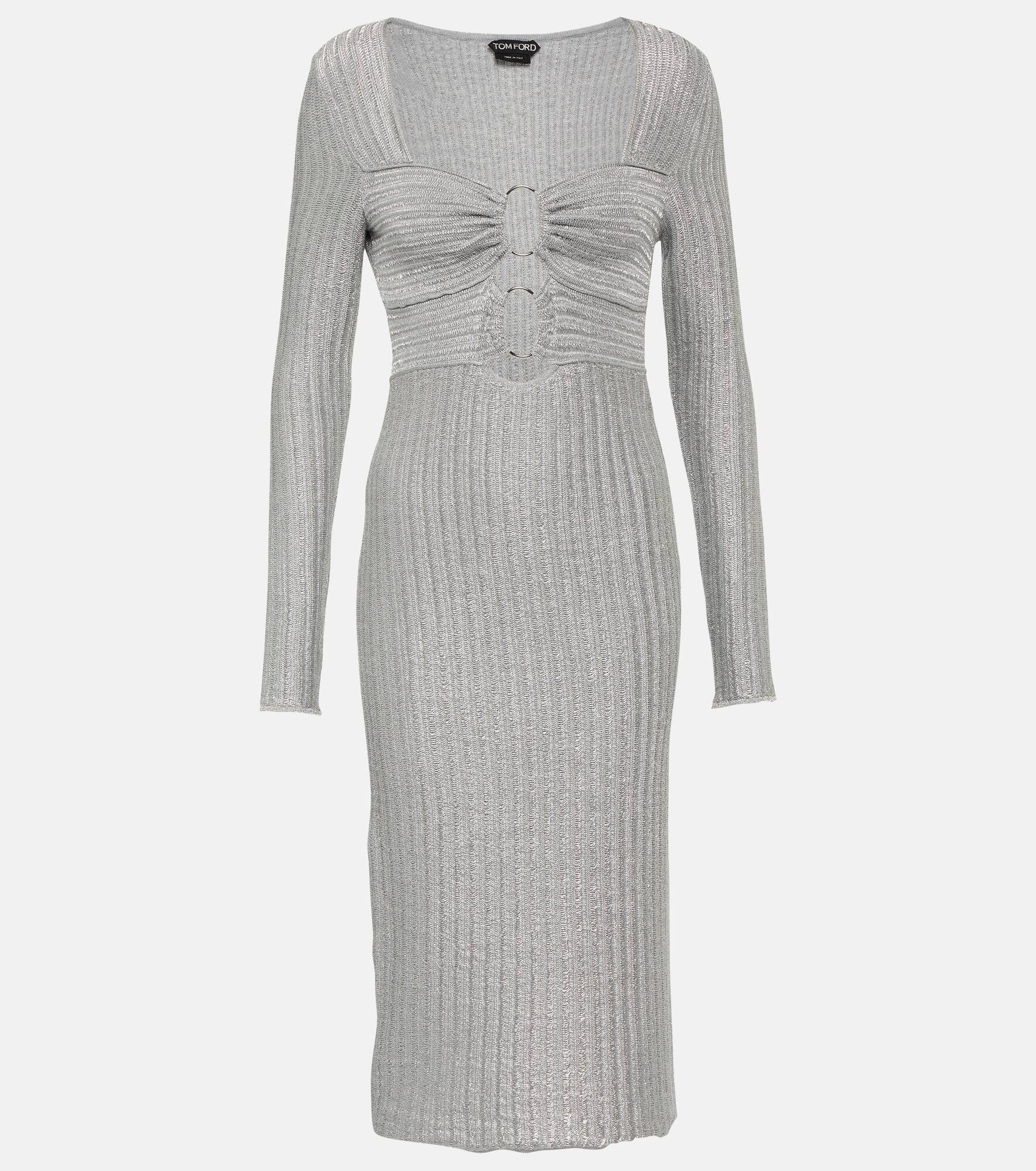 Metallic cotton and wool midi dress - 1