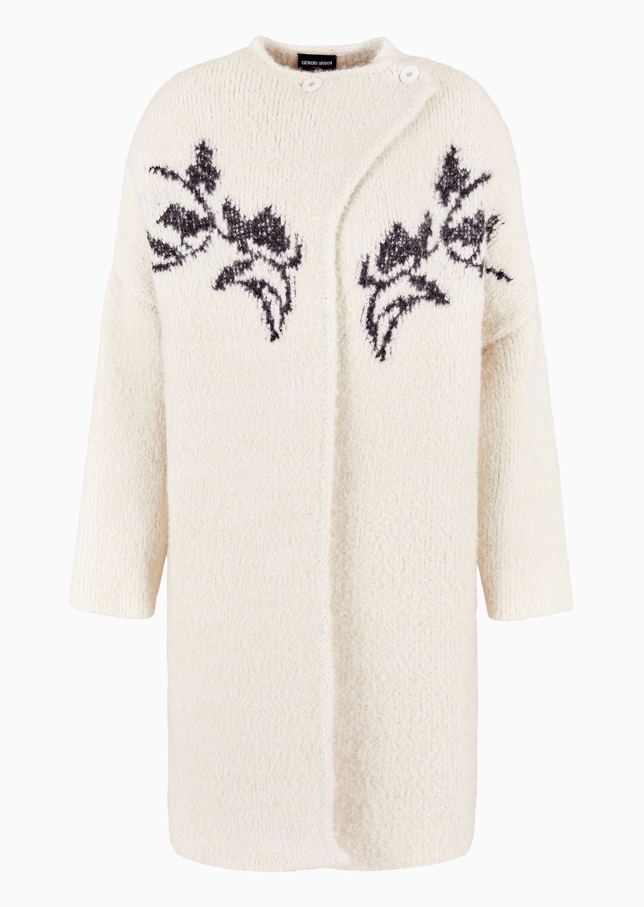Alpaca, wool and silk coat with floral inlay - 1