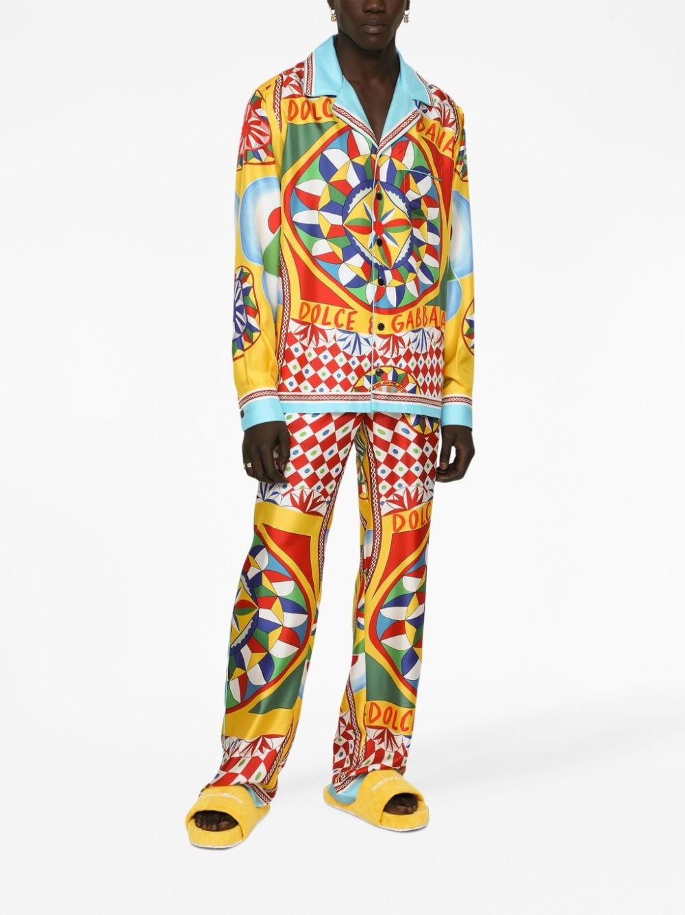 geometric-pattern straight-leg trousers - 2