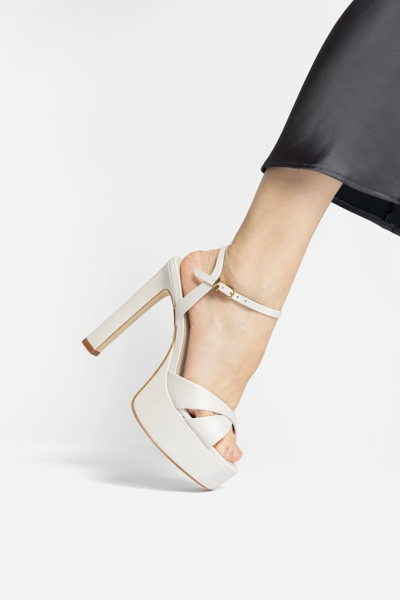 Bianca High Platform Sandal In Pearl Leather 5