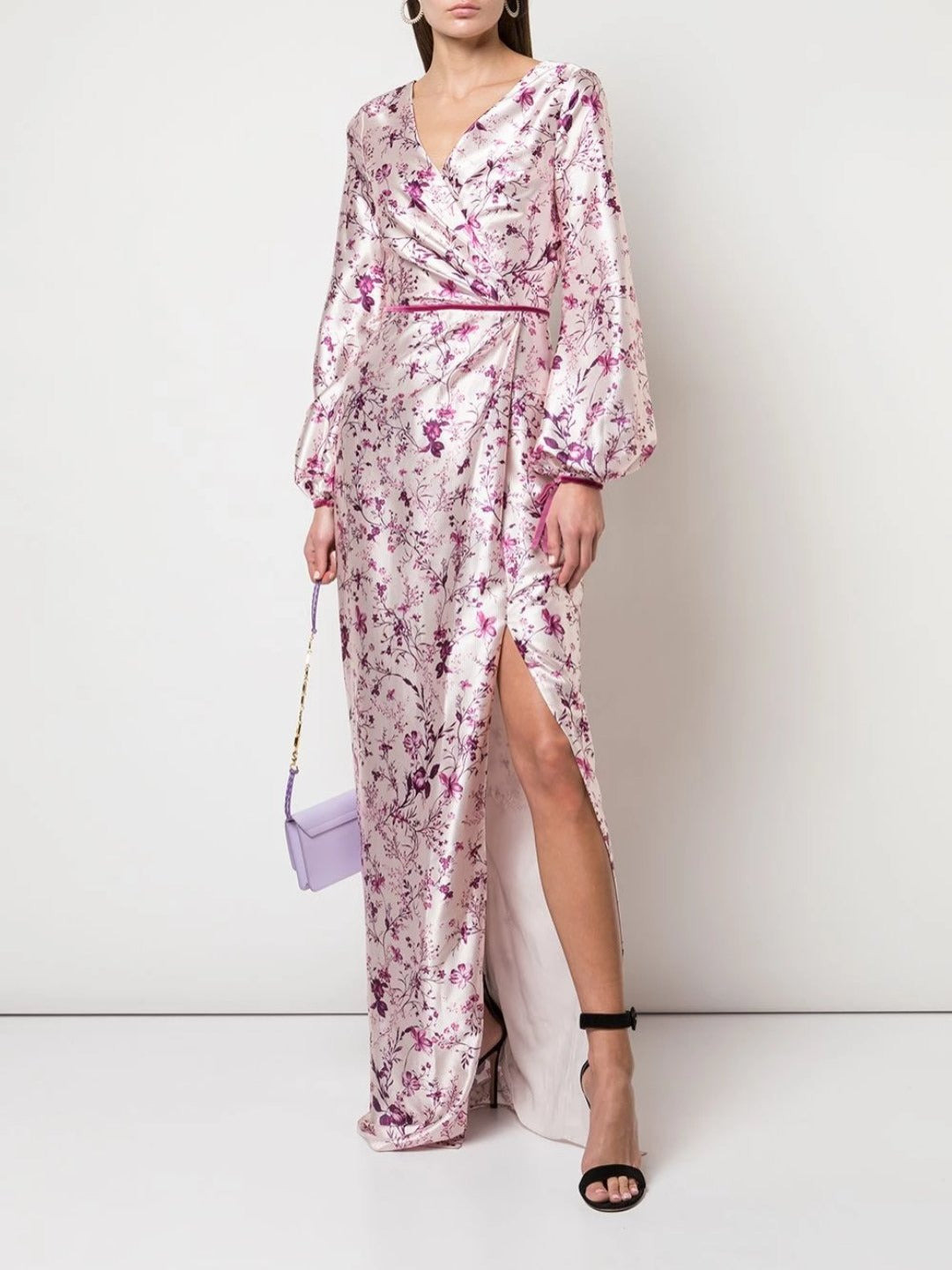 BISHOP SLEEVE FLORAL PRINT CHARM GOWN - 1