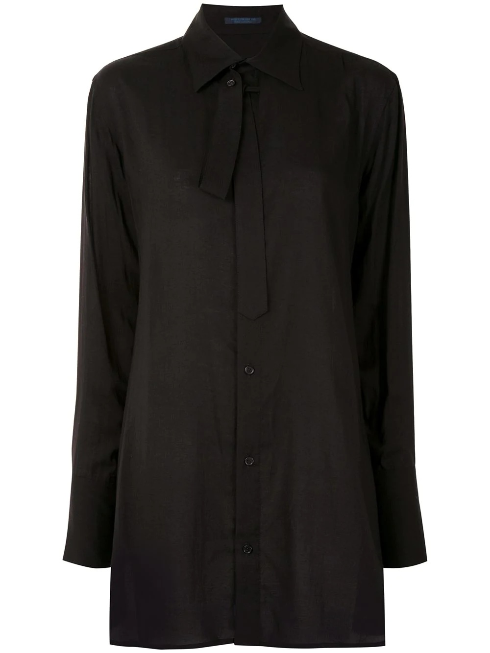 tie-neck longsleeved shirt - 1