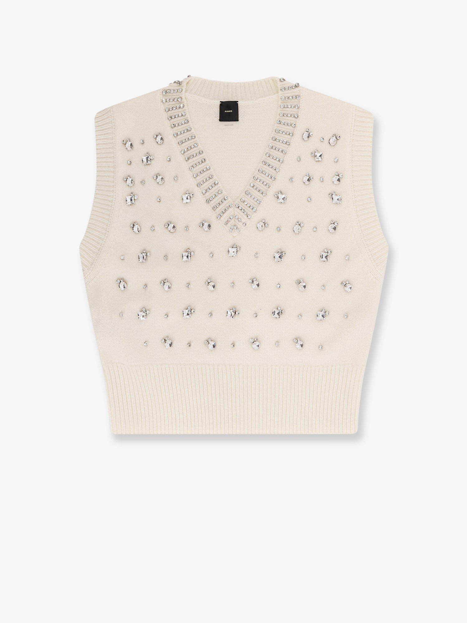 Wool Blend Vest With Rhinestones - 1