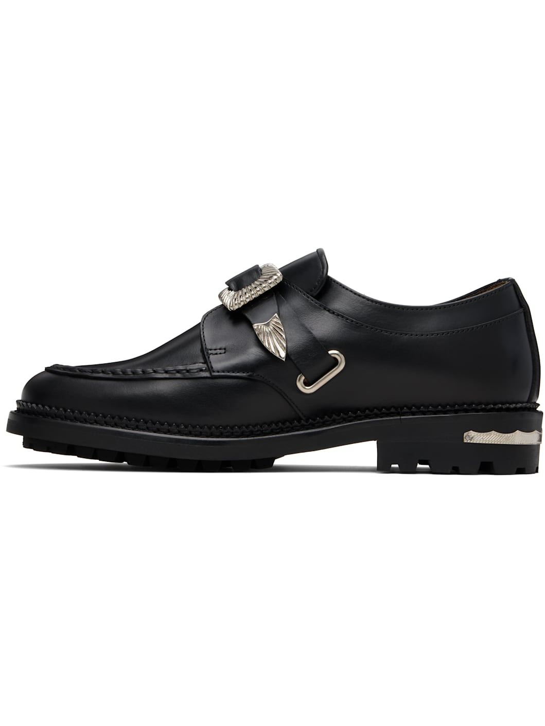 SSENSE Exclusive Black Hard Leather Monkstraps - 3