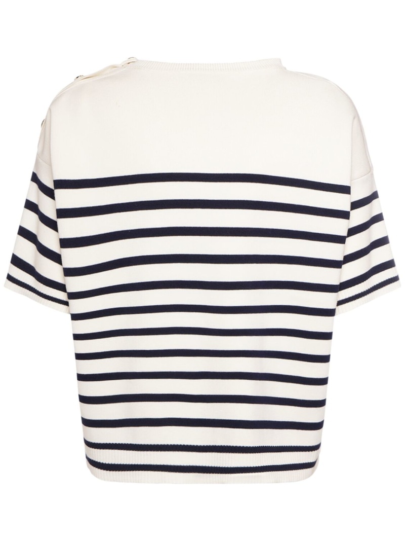 Striped cotton t-shirt w/ logo - 5
