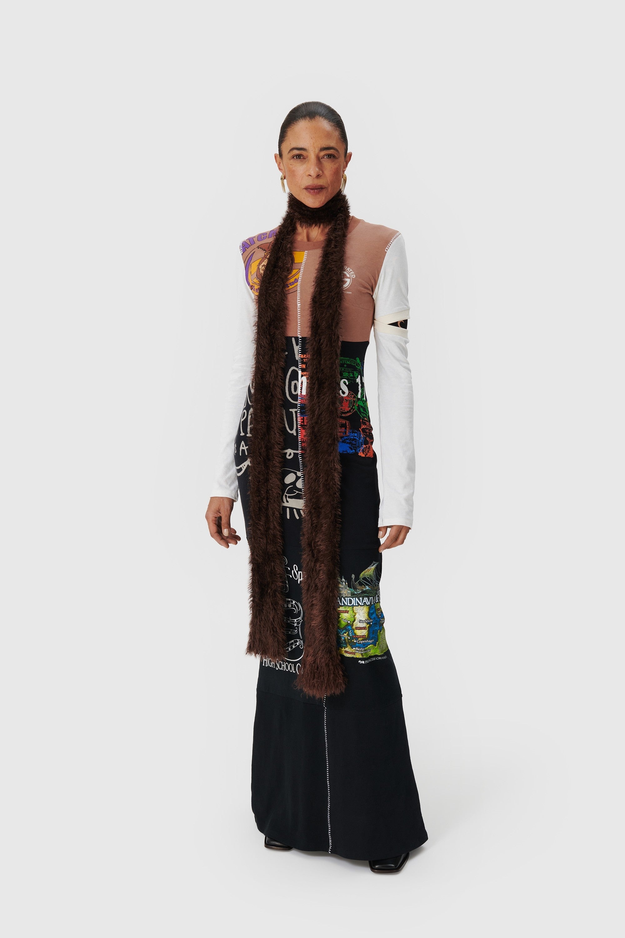 Regenerated Graphic T-Shirt Patchwork Flared Dress - 2