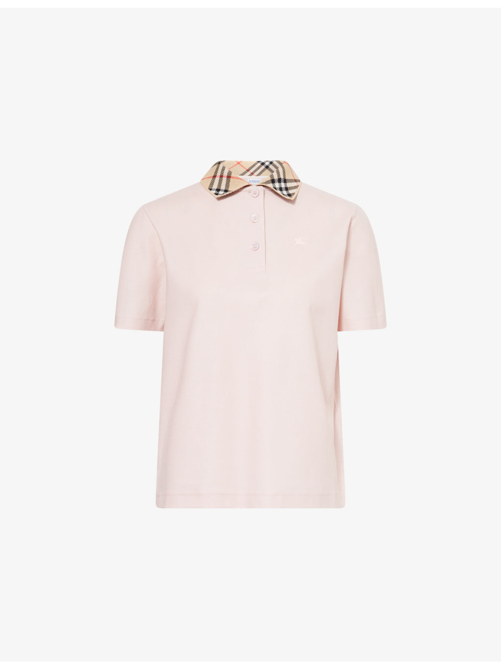 Check-Collar Logo-Embroidered Cotton Polo Shirt - 1