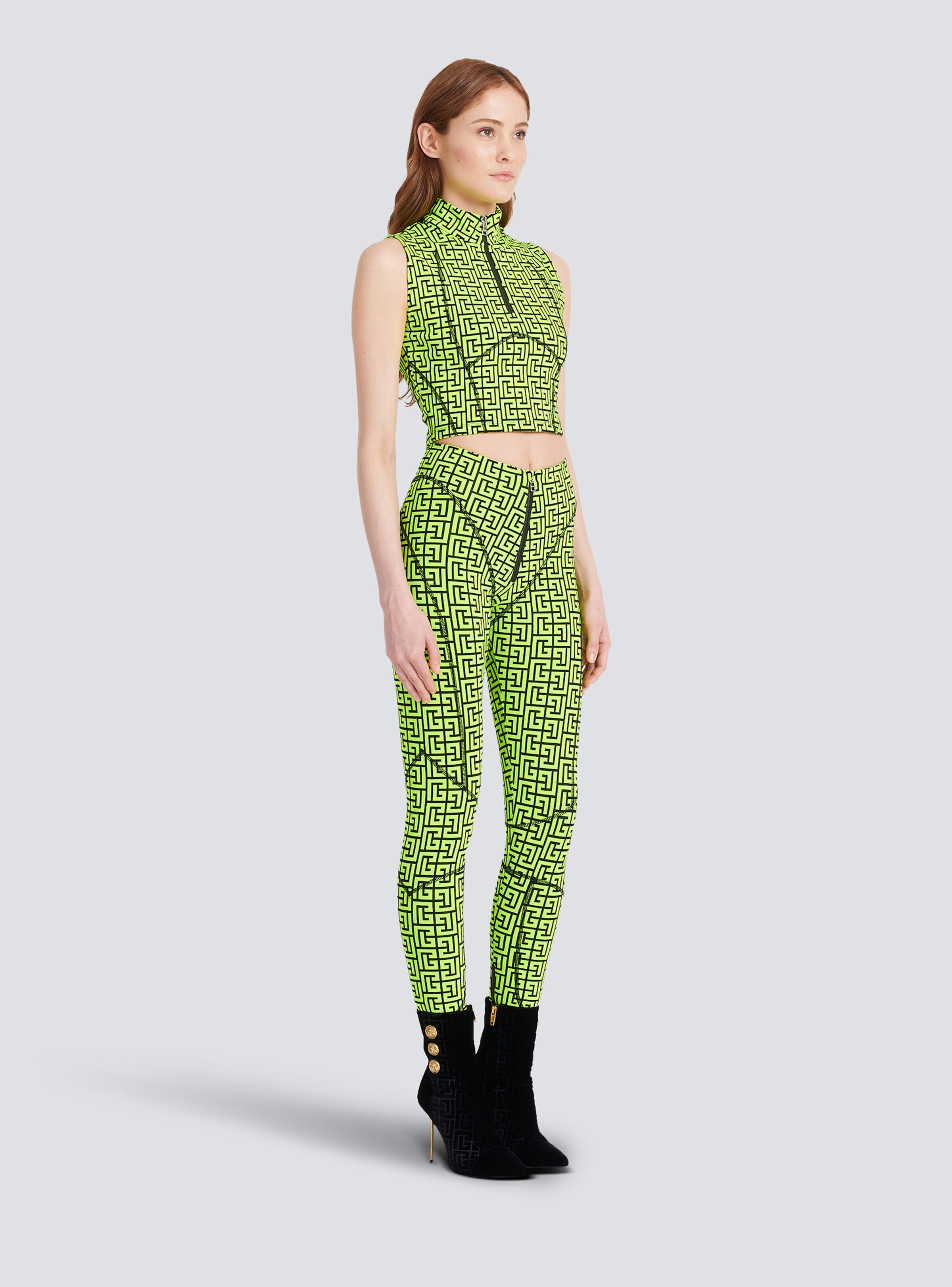 Jersey crop top with Balmain monogram - 5