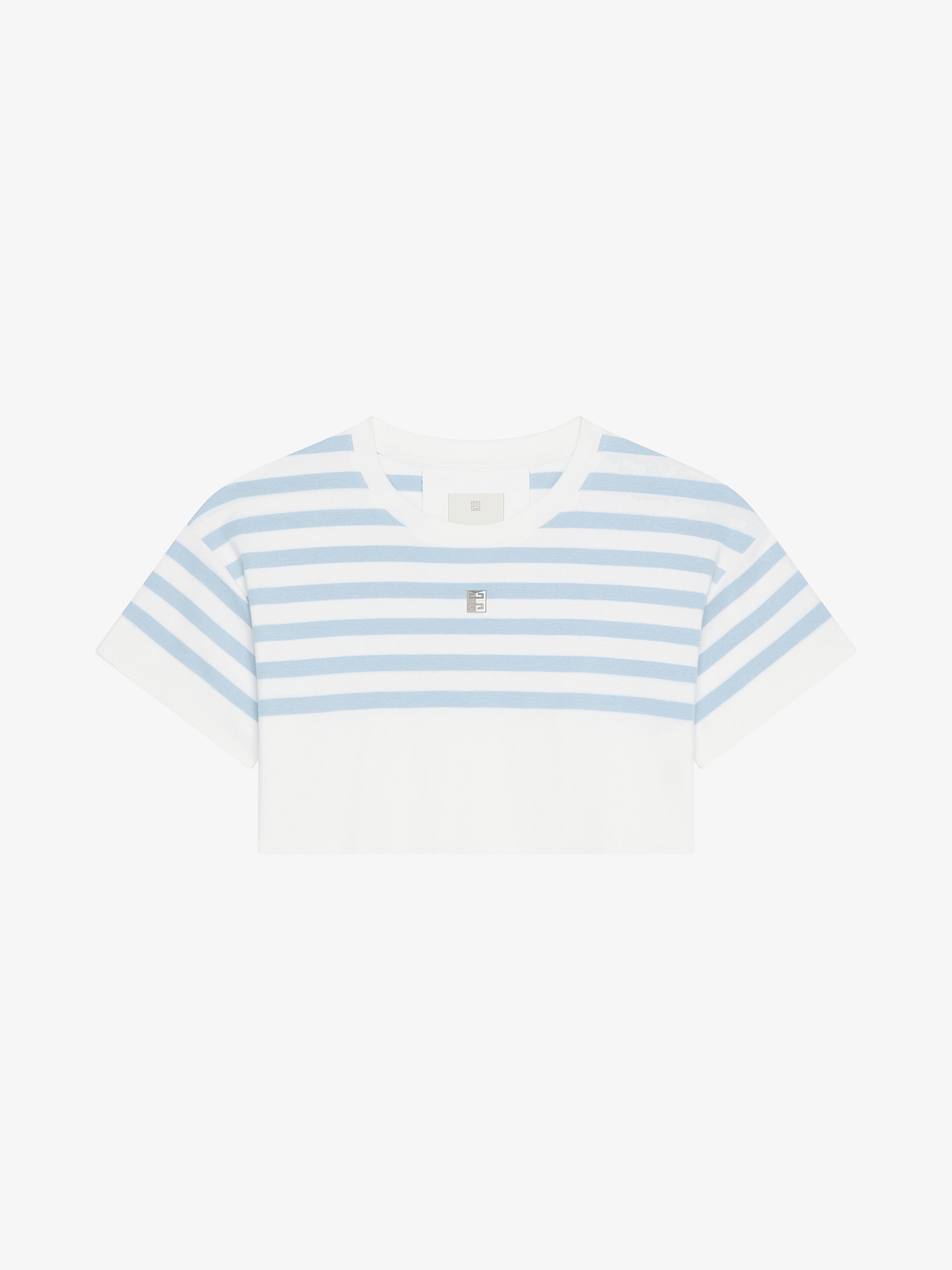 STRIPED CROPPED T-SHIRT IN COTTON 4G DETAIL - 1