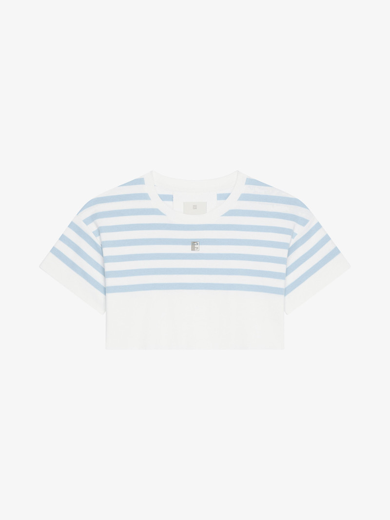 STRIPED CROPPED T-SHIRT IN COTTON 4G DETAIL - 1
