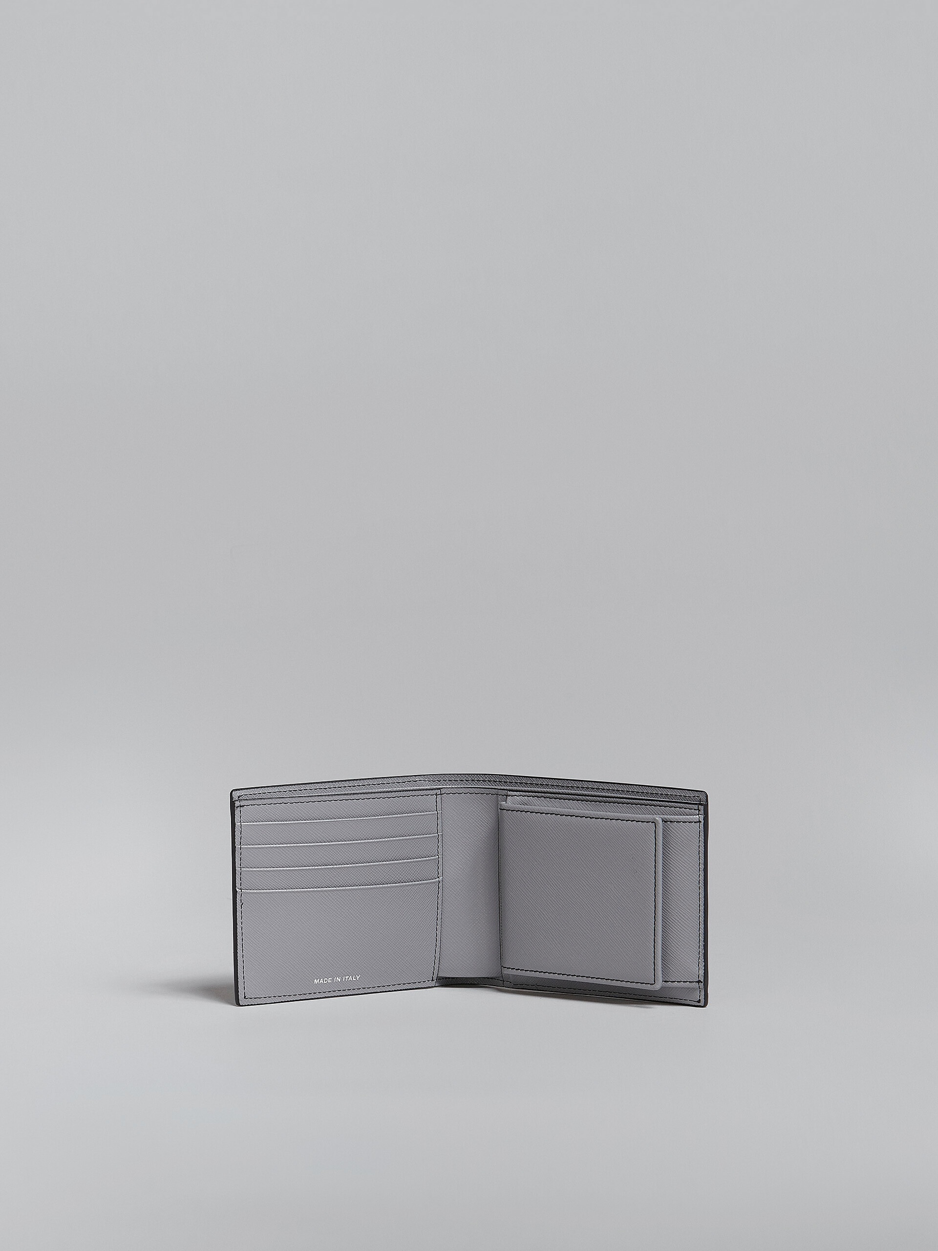 GREY AND BLUE SAFFIANO LEATHER BI-FOLD WALLET - 2