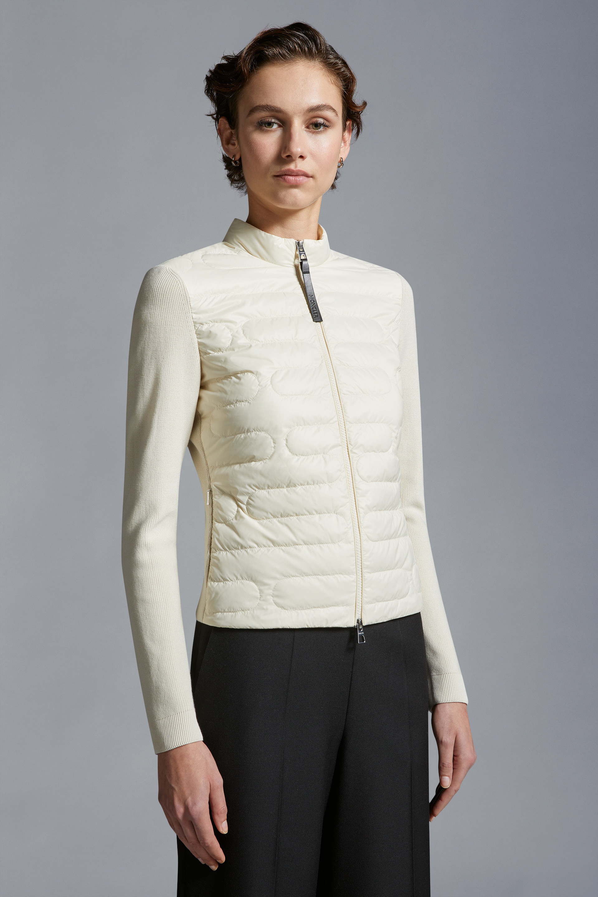 Padded Cotton Zip-Up Cardigan - 3