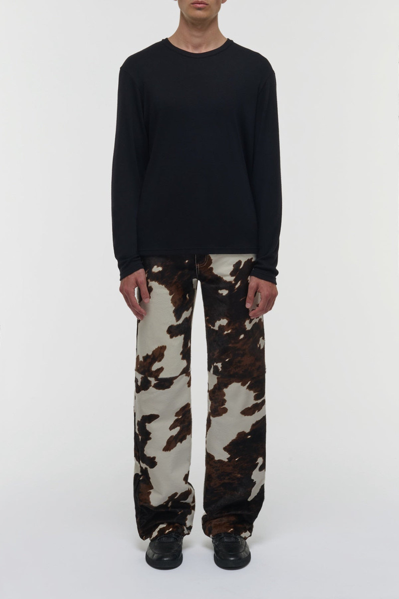 Rey Straight-leg Five Pocket Pant in Ivory Cognac Multi Pony Hair 3
