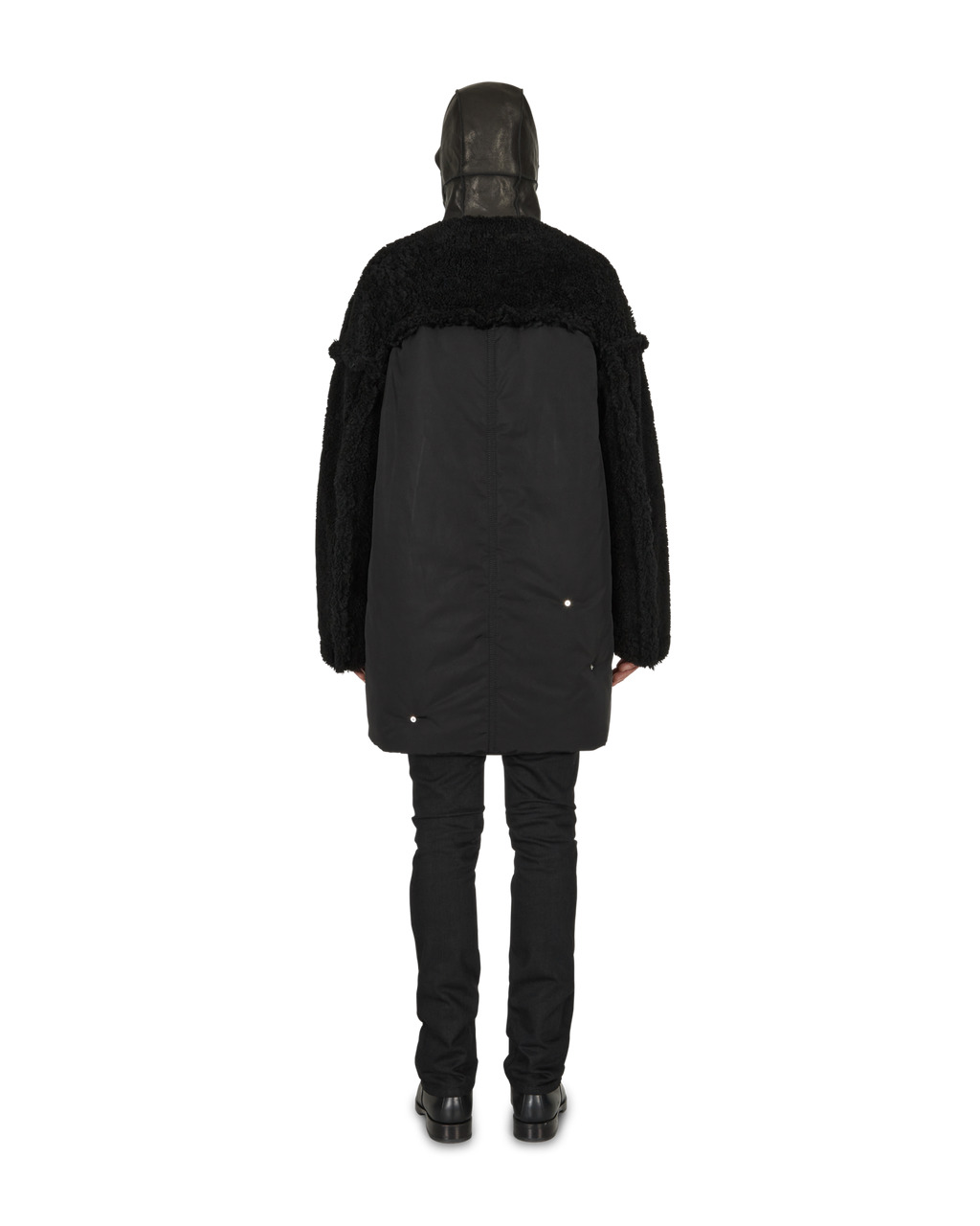 SHEARLING AND NYLON HOODED JACKET - 5