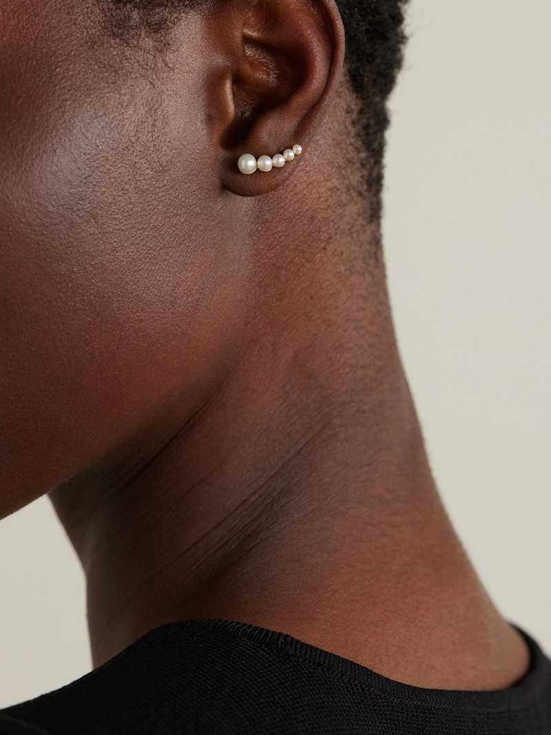 SOPHIE BILLE BRAHE Petite Croissant Japonais 14-karat recycled gold pearl single earring Gold outlook