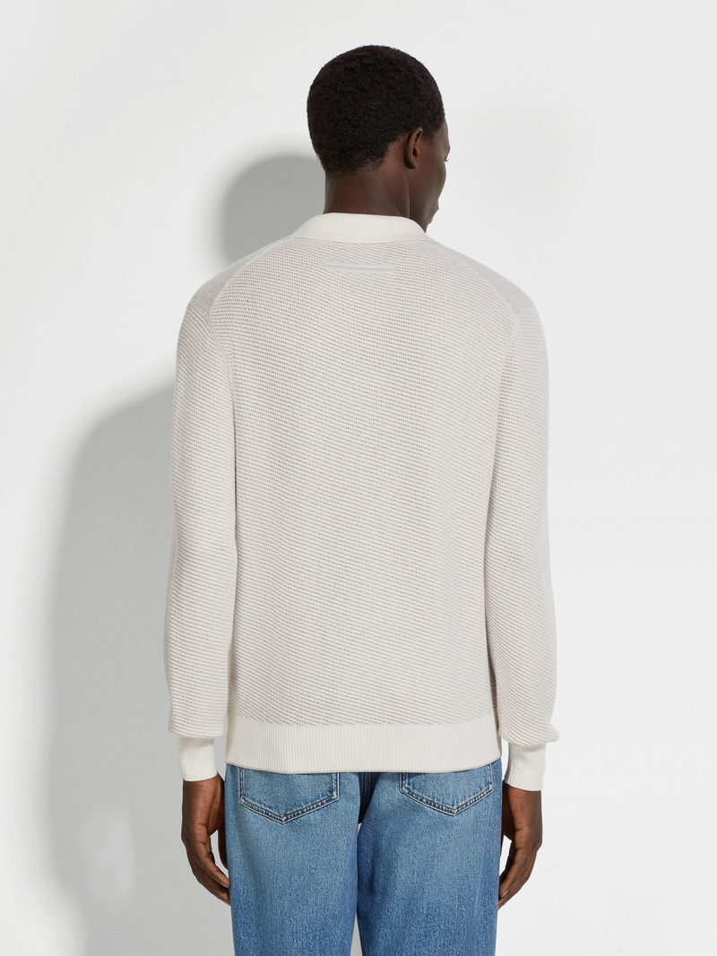 WHITE SILK AND CASHMERE POLO SHIRT 5