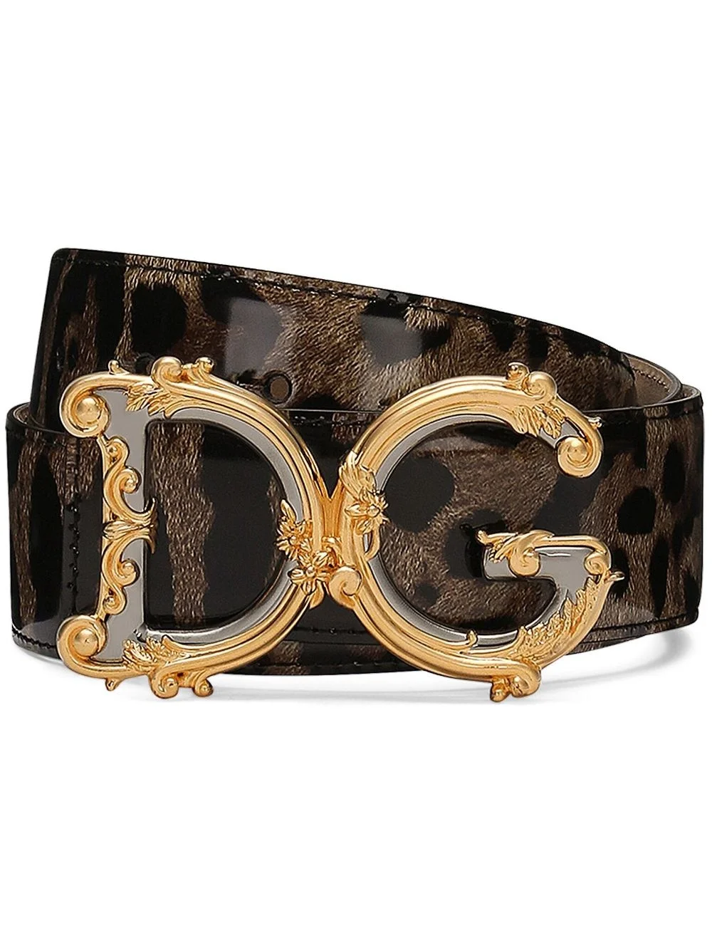 logo-plaque leopard-print belt - 1