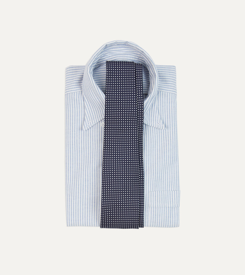 Drake's Navy Micro Polka Dot Silk Self-Tipped Tie outlook