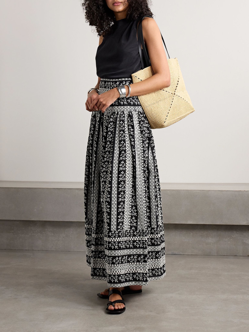 LORETTA CAPONI Castagneto embroidered cotton-voile maxi skirt Black outlook