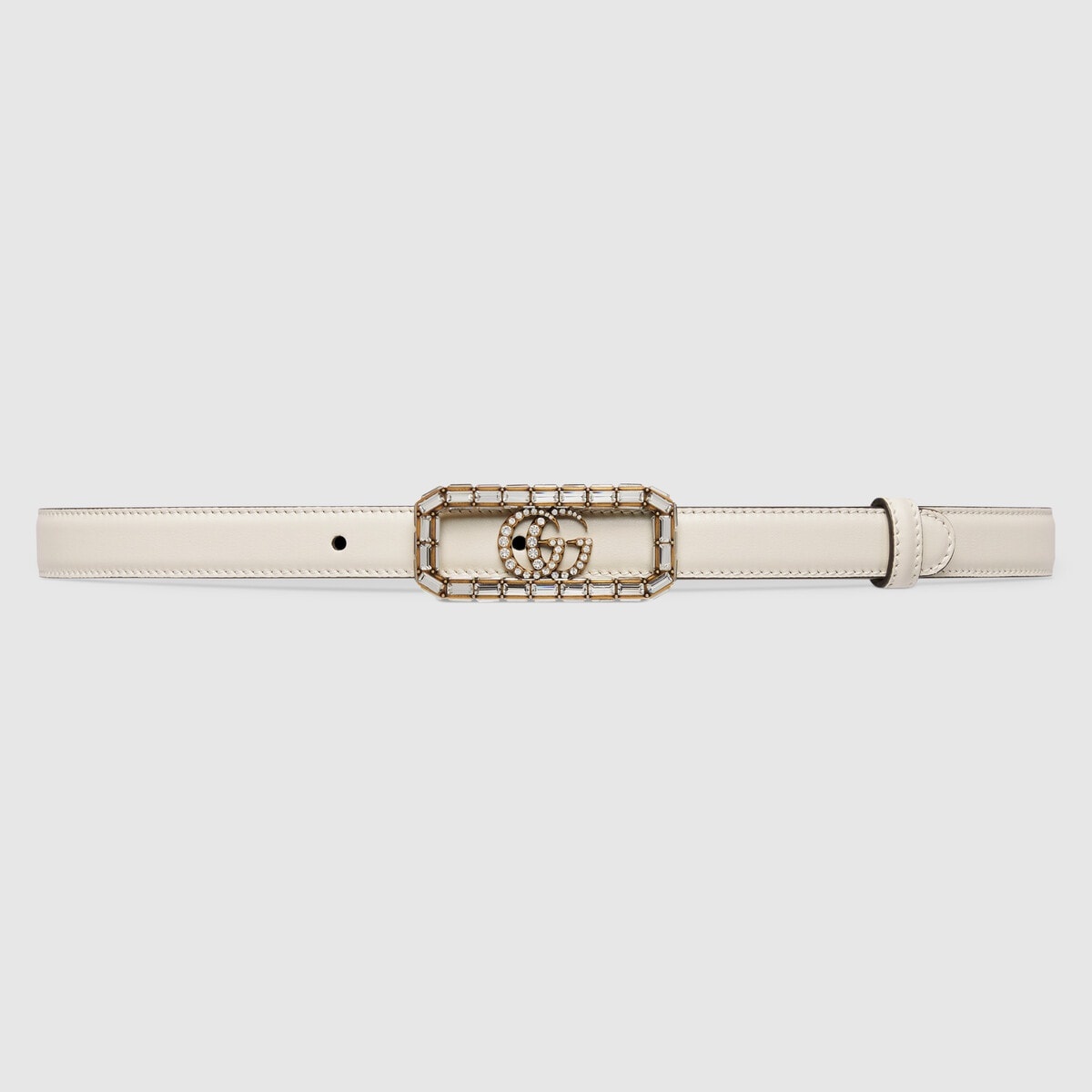 Thin belt with crystal Double G buckle - 1