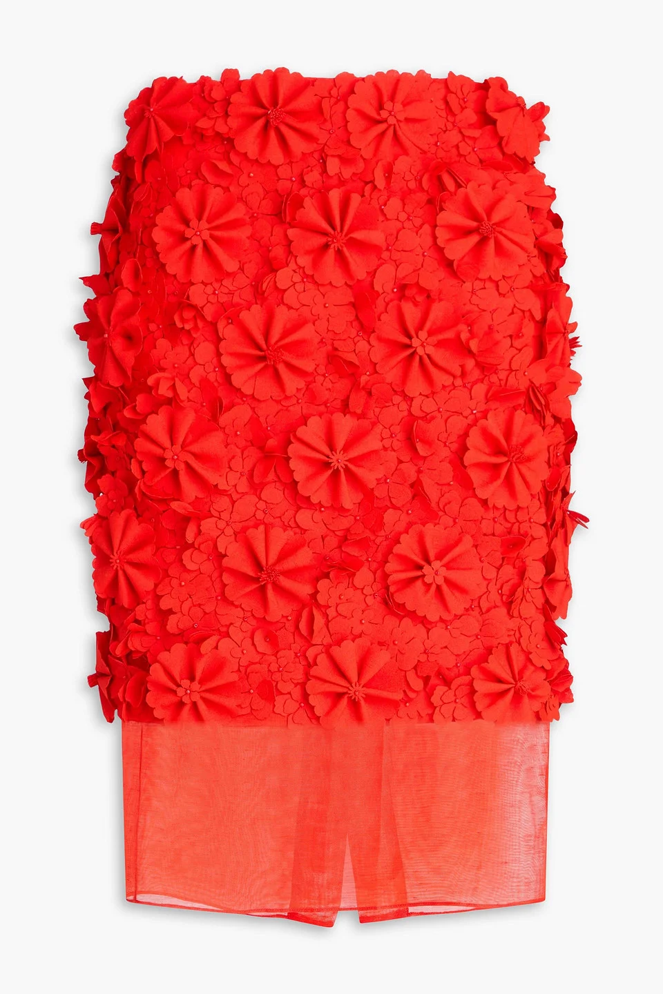 Floral-appliquéd linen pencil skirt - 1