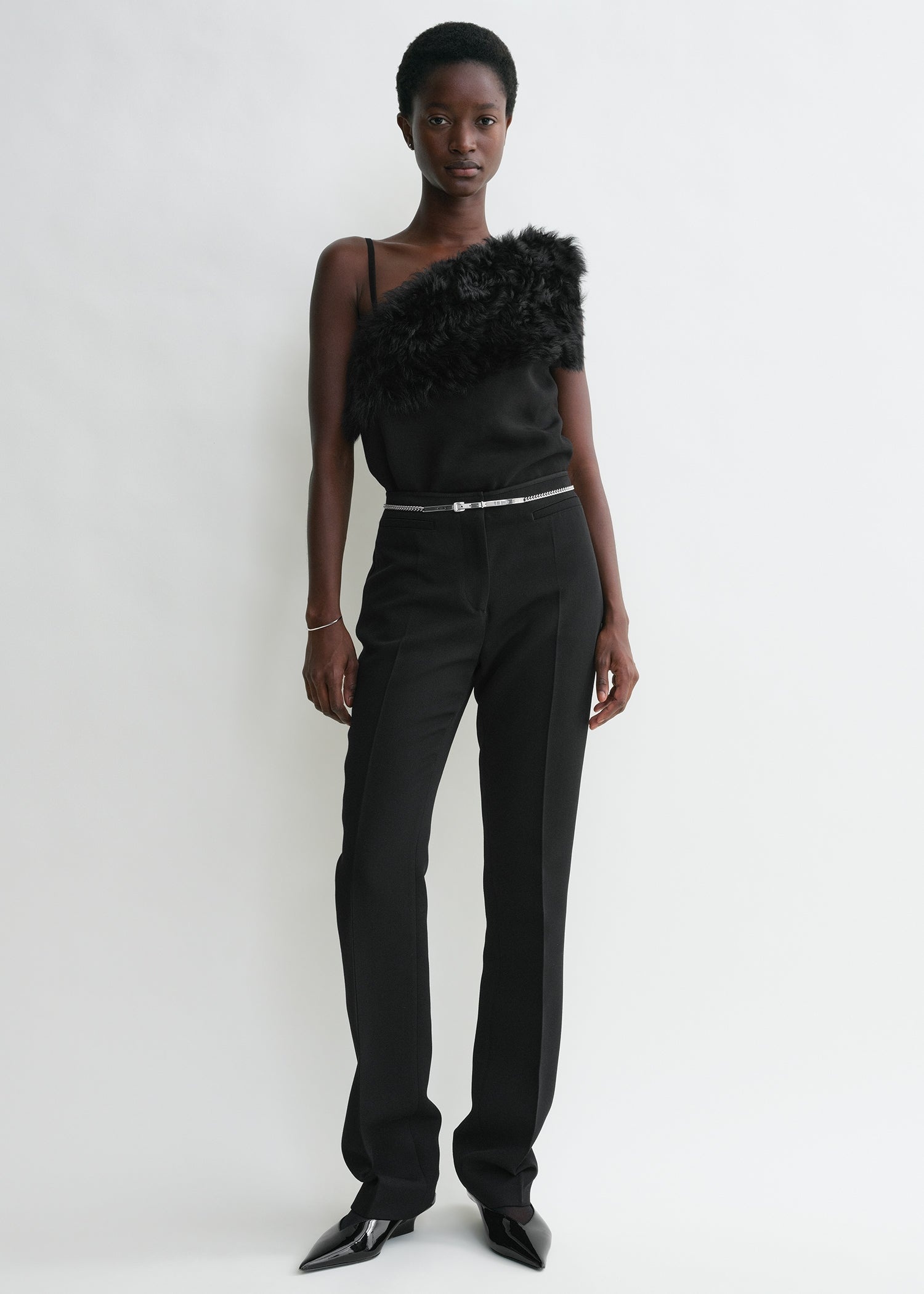Shearling appliqué top black - 4