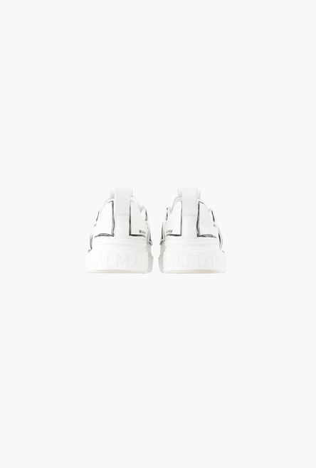 Smooth white leather B-Court sneakers with embossed black Balmain monogram - 3