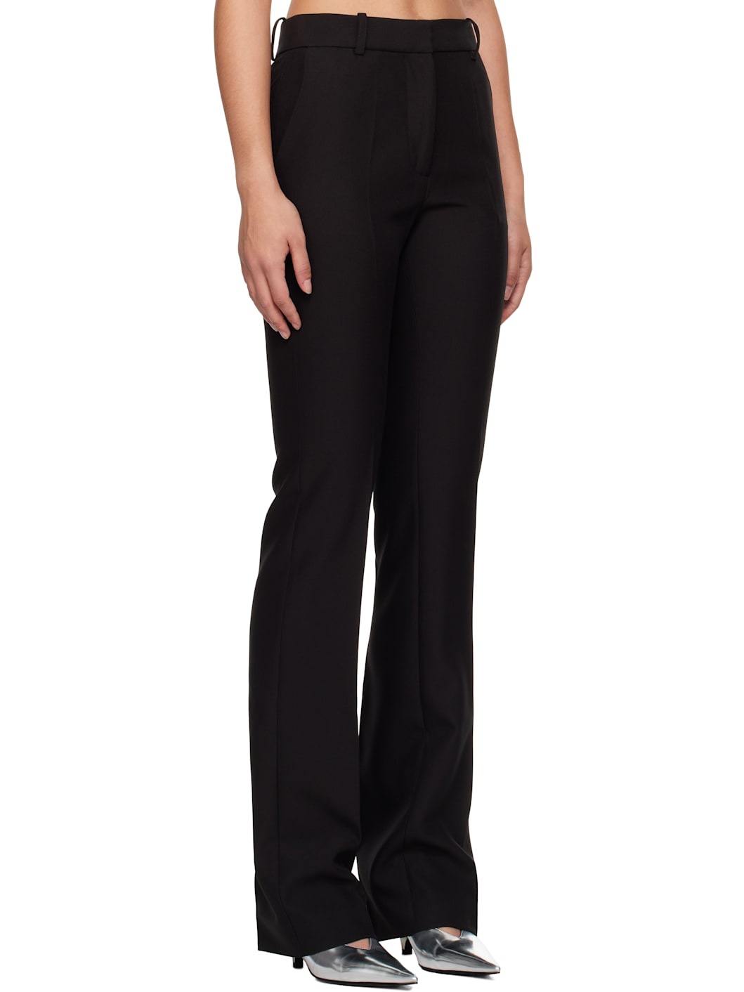 Black Straight Tailored Trousers - 2