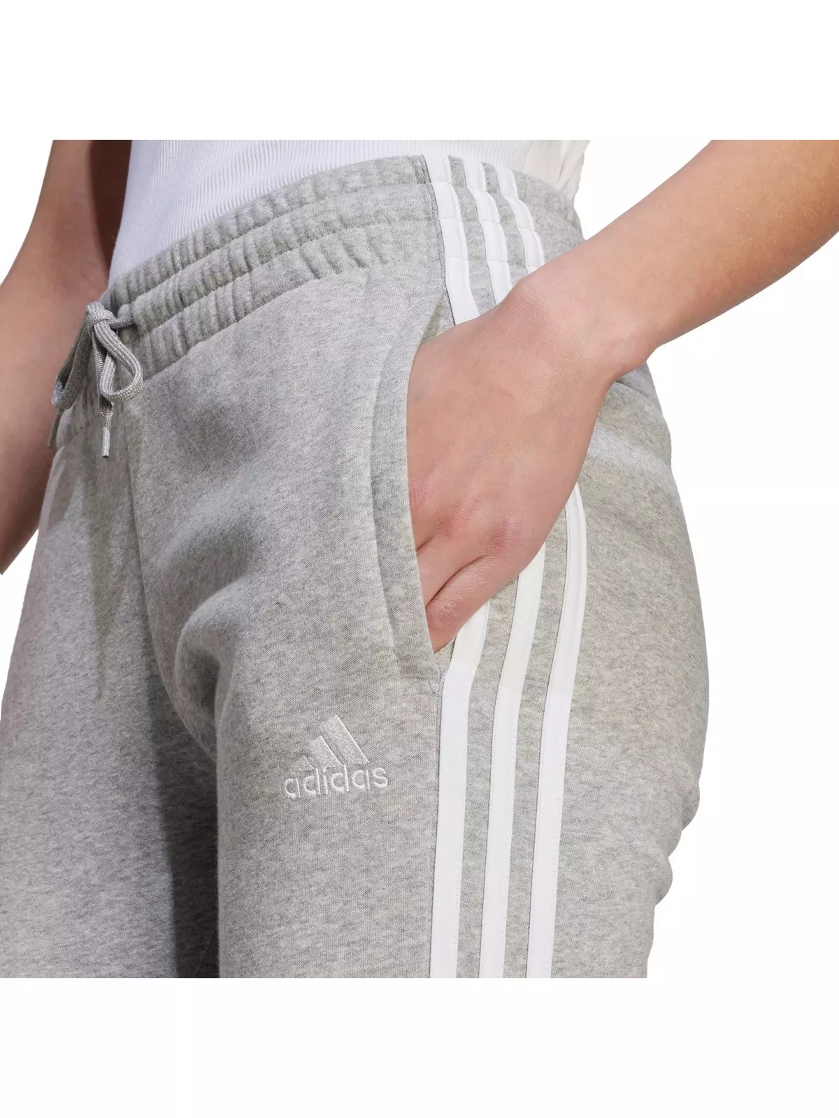 Women's Essentials 3-Stripes Fleece Pant - Grey - 4