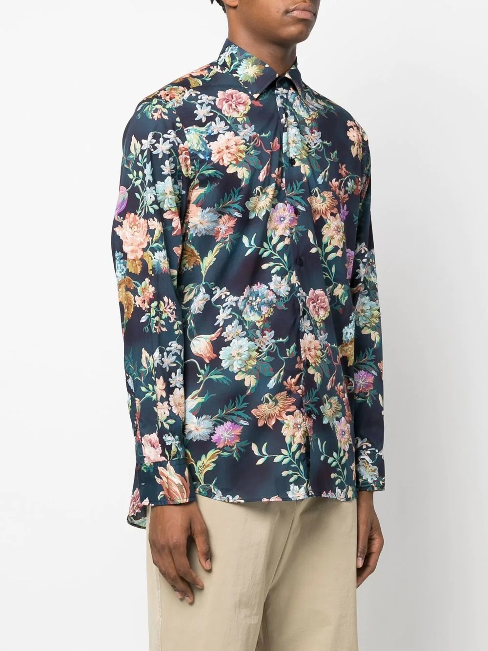 floral-print cotton shirt - 3