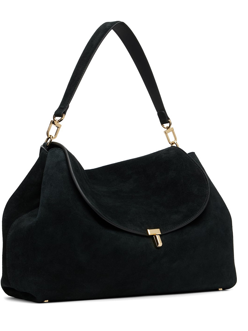TOTEME Black T-Lock Suede Satchel outlook
