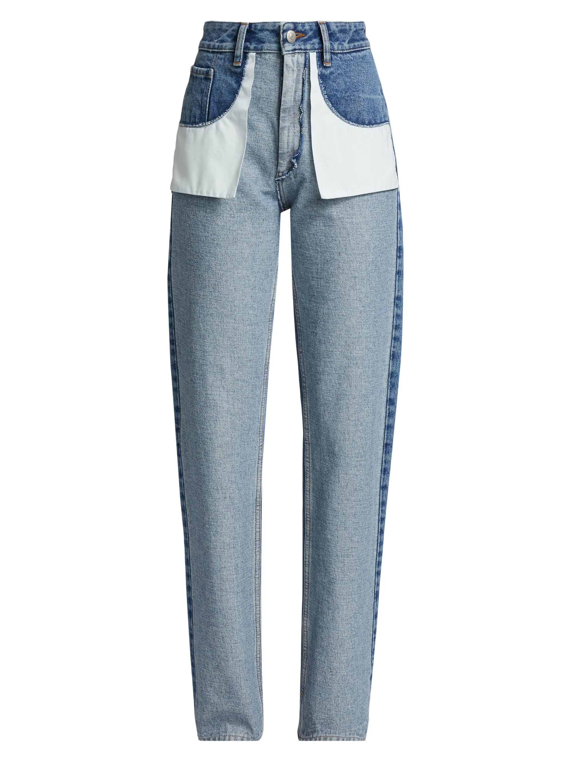 Women's Reversed Five-Pocket Straight-Leg Jeans - Medium Blue - 1