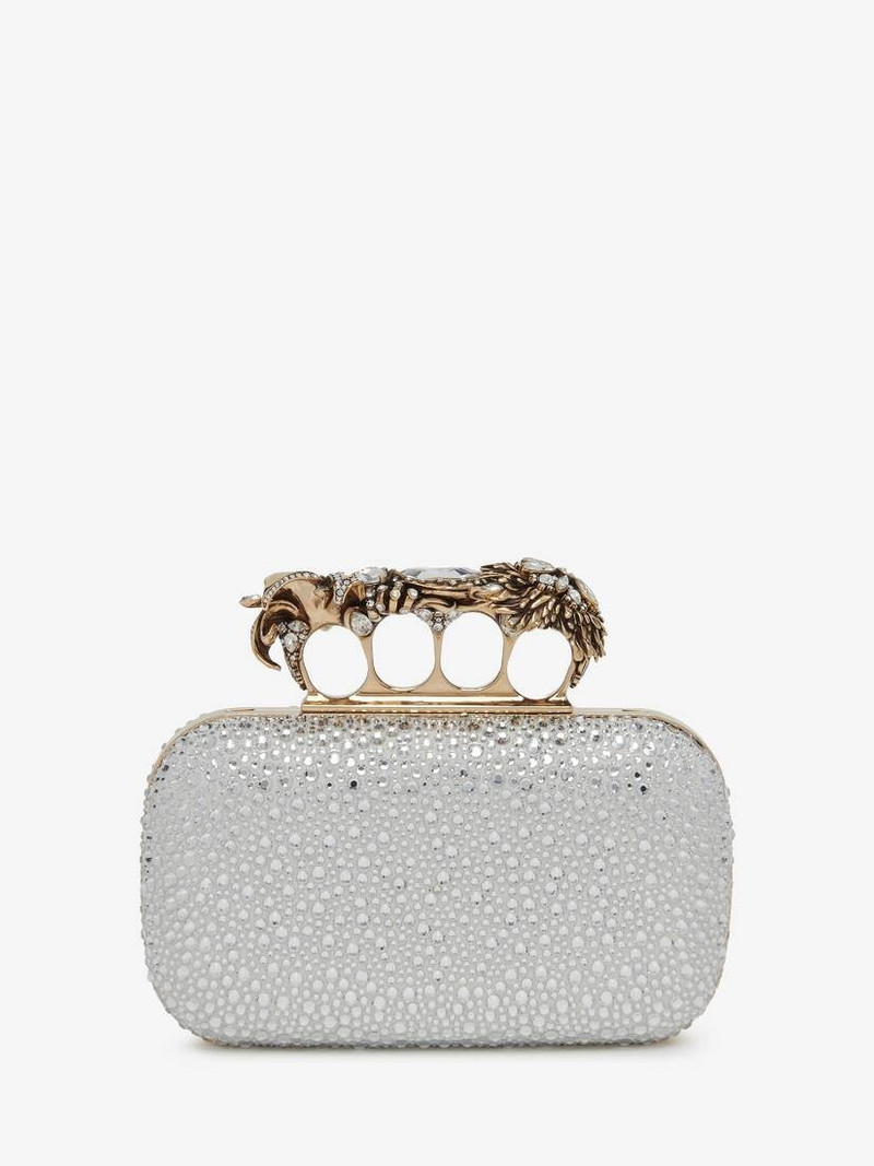 Women's Flower Knuckle Clutch in Silver 3
