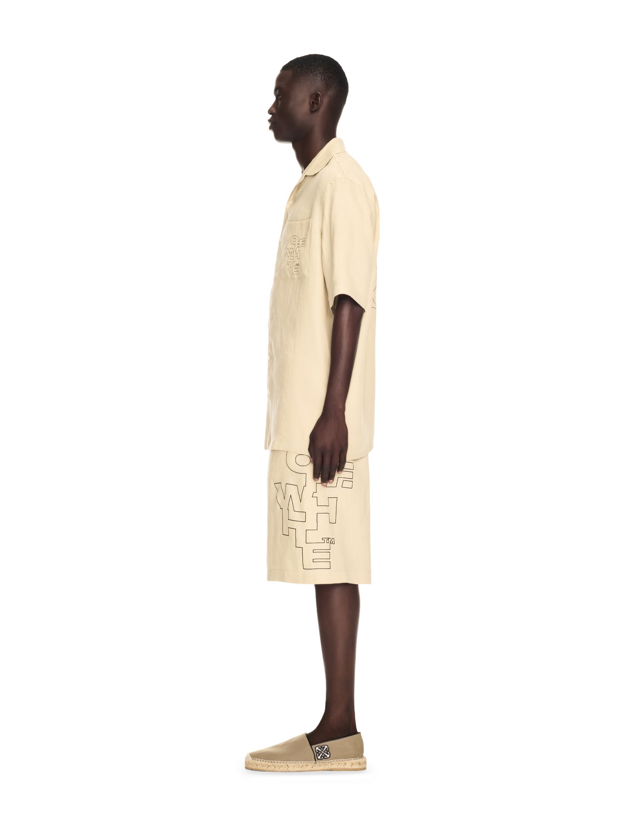 Outline Arrow Linen Bowling Shirt - 3