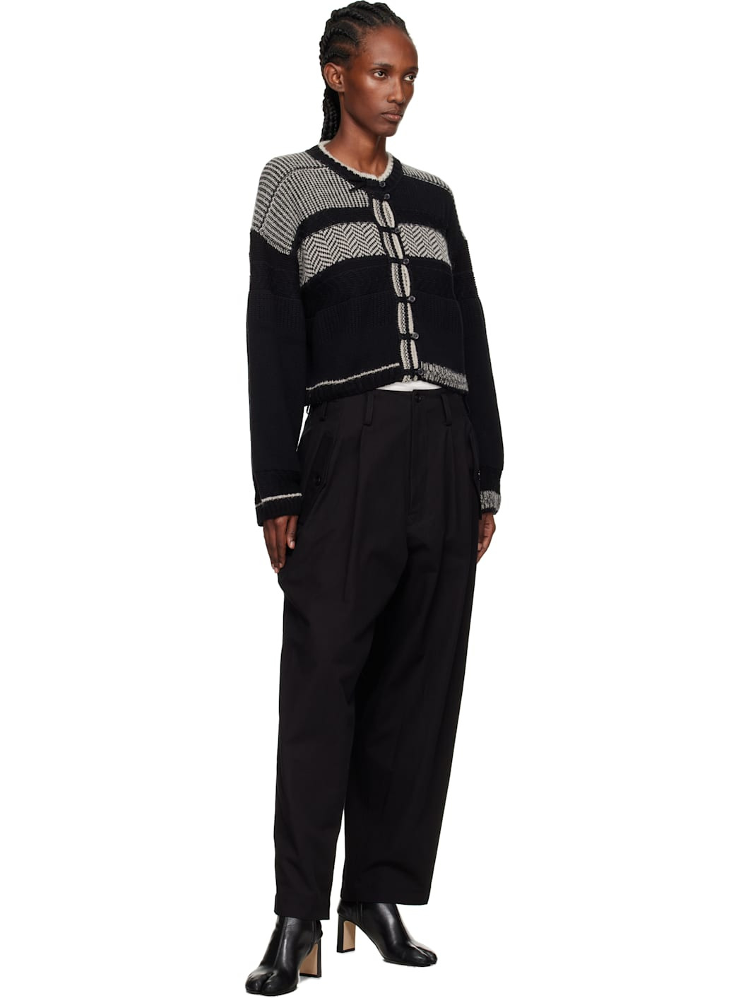 Black Design Knit Cardigan - 4