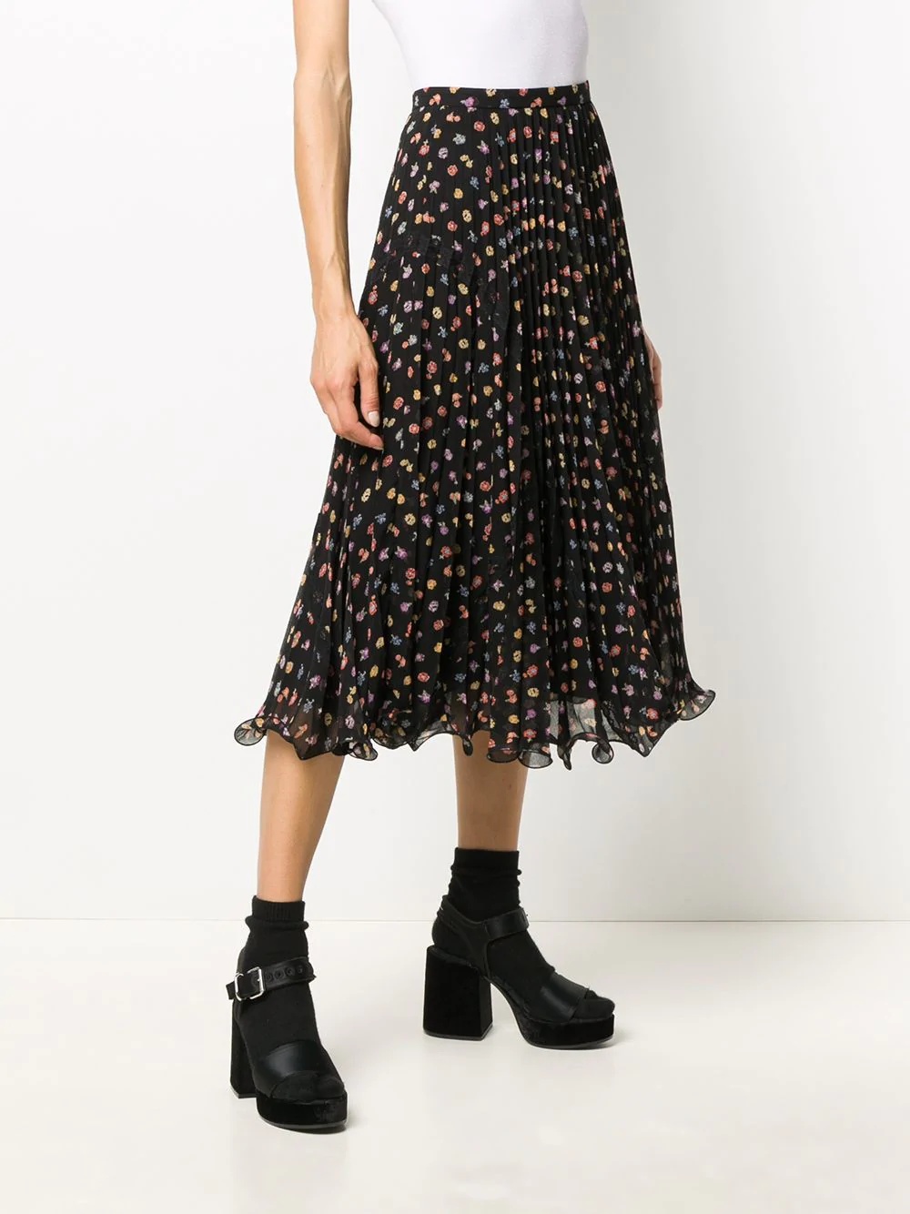 floral-print pleated midi skirt - 3