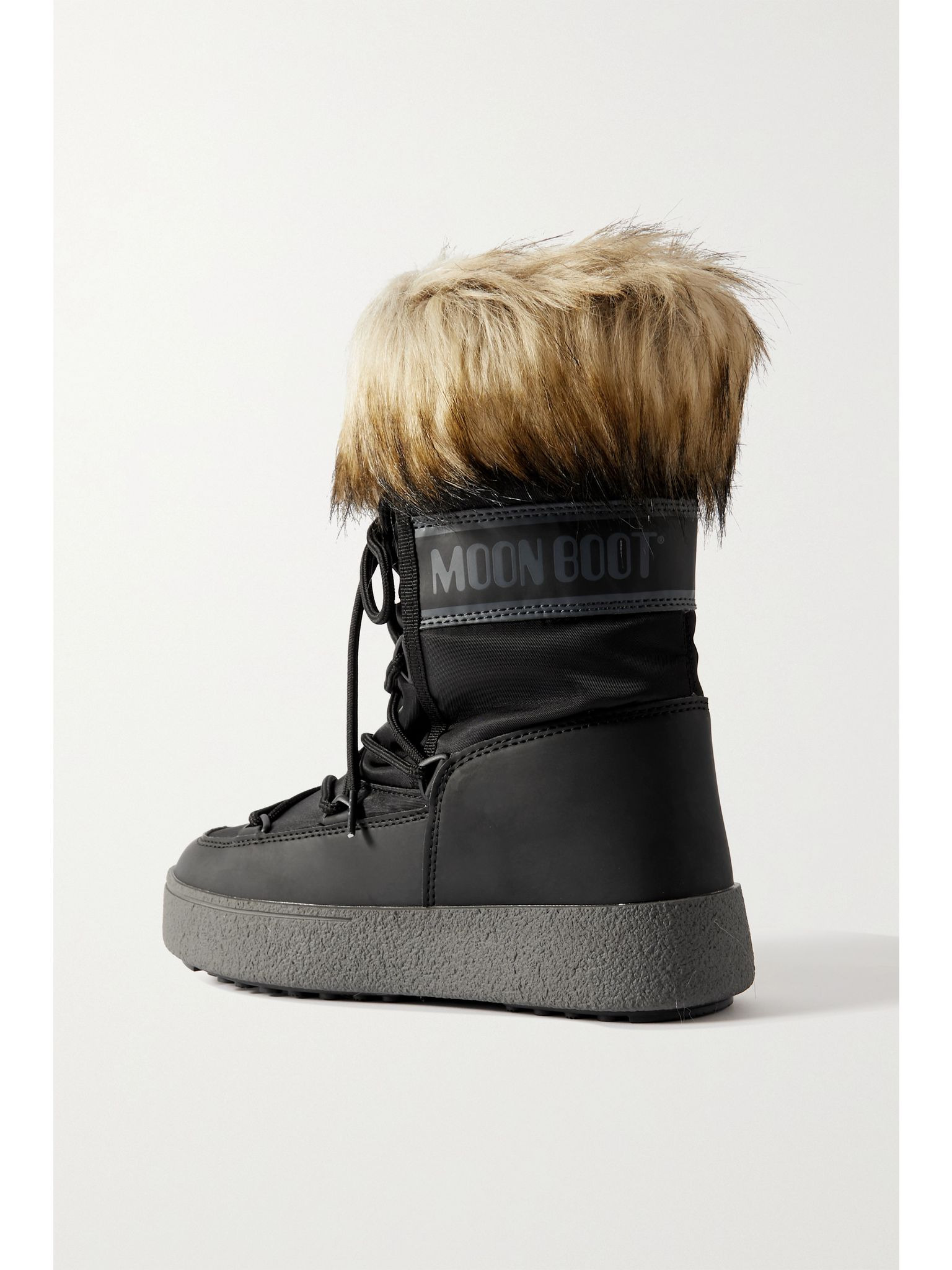 LTrack Monaco faux fur-trimmed shell and faux leather snow boots Black - 3