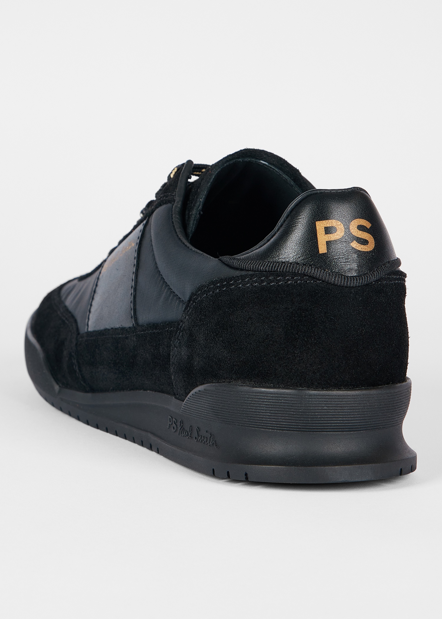Black 'Dover' Leather Panel Trainers - 3