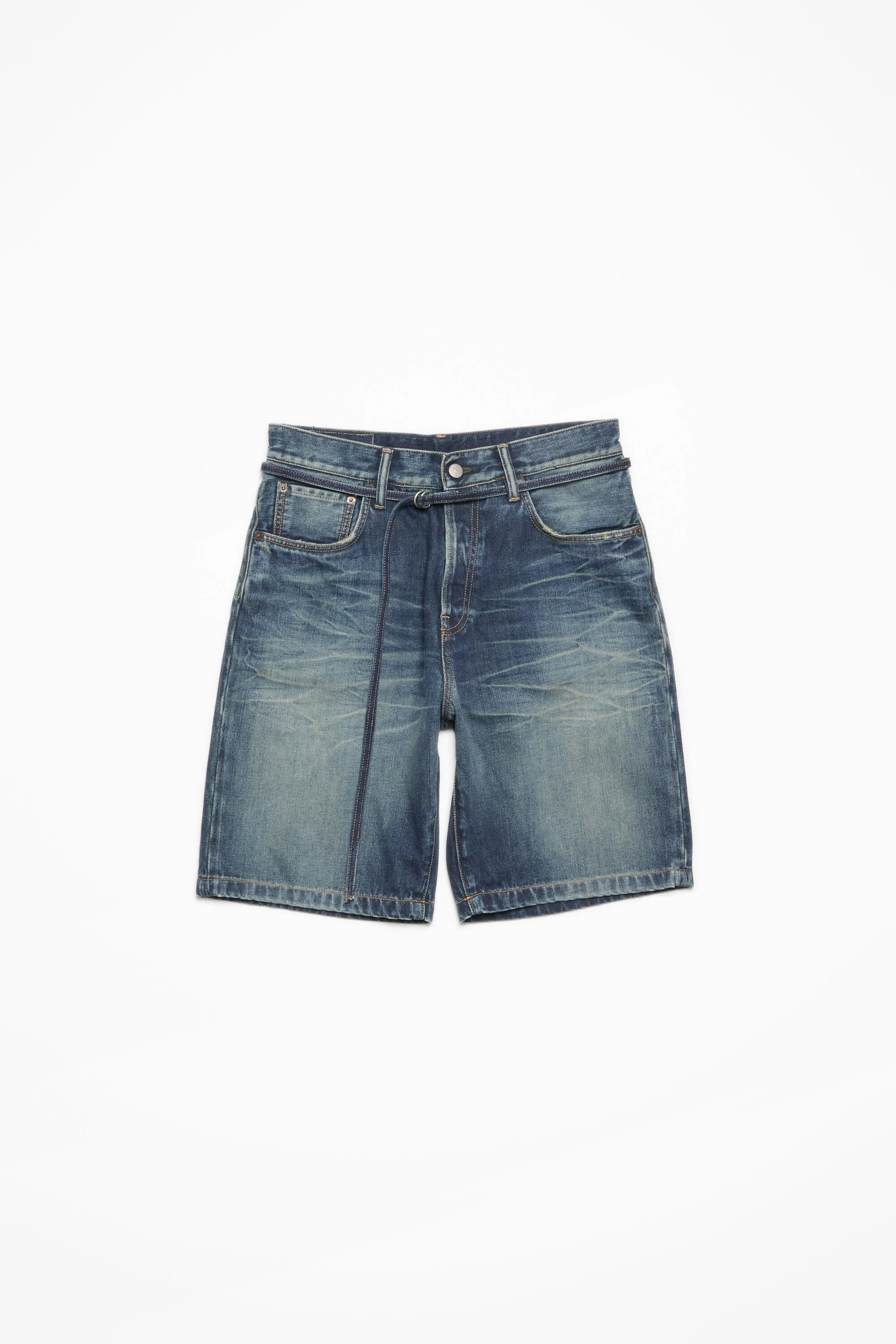 Loose fit denim shorts - Mid Blue - 7