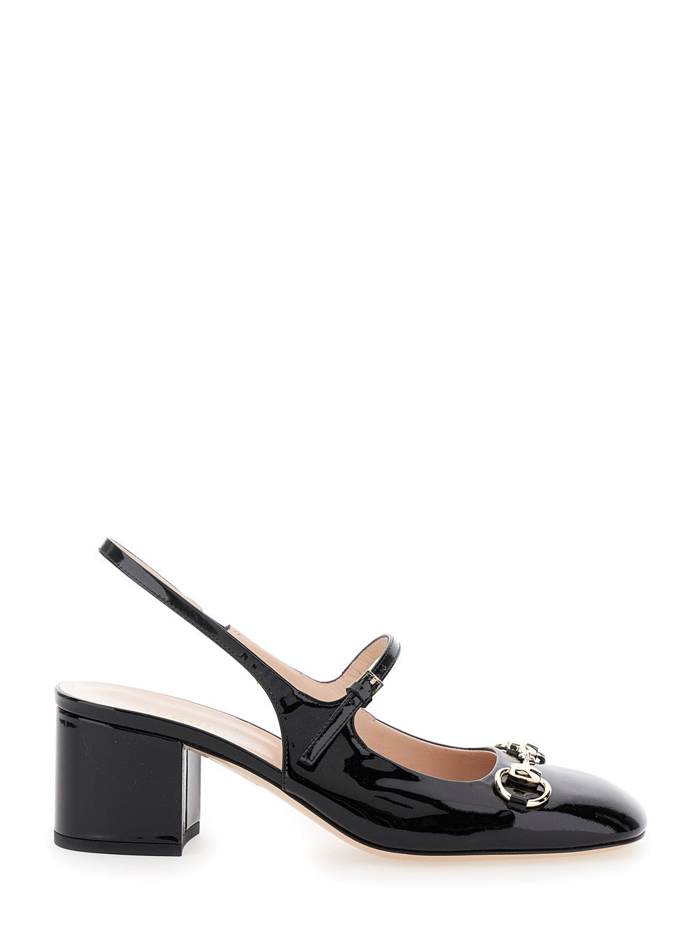 Gucci Women 'Lady Horsebit' Black Pumps With Horsebit Detail And Block Heel In Patent Leather Woman - 1