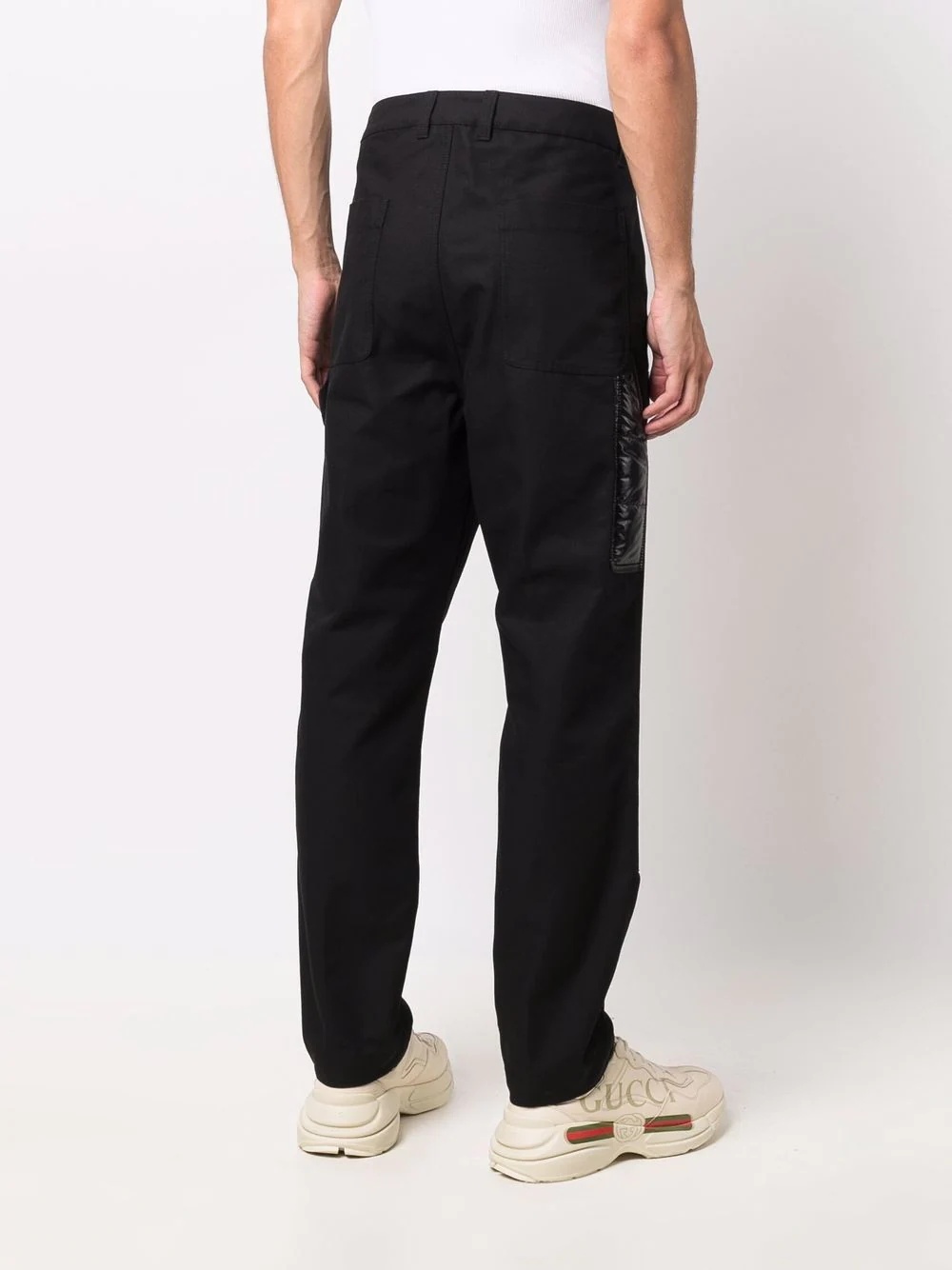 contrast-panel detail straight-leg trousers - 4