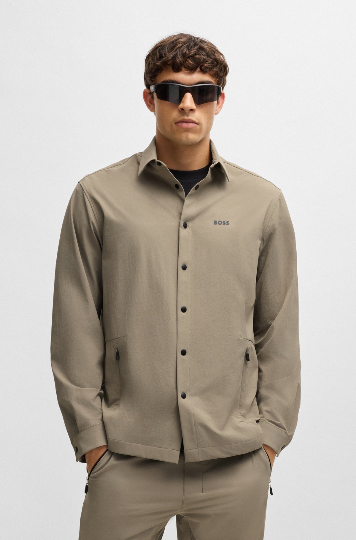 RELAXED-FIT OVERSHIRT IN WATER-REPELLENT STRETCH FABRIC - 2