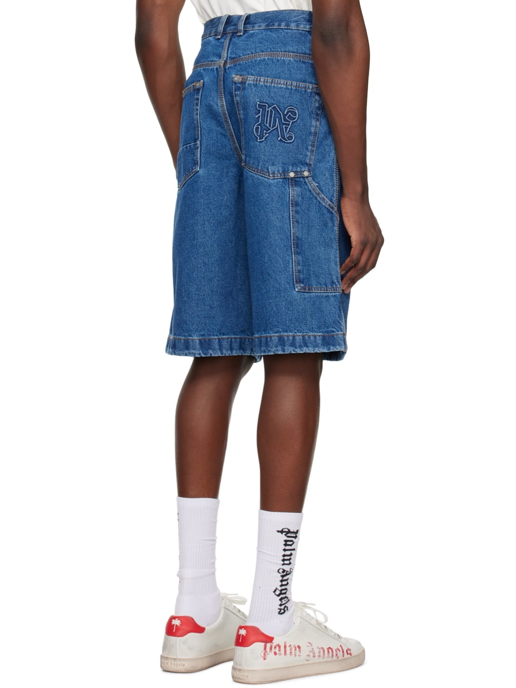 Blue Monogram Denim Shorts - 3